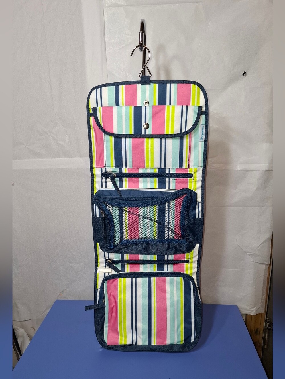 Room It Up Striped Hanging Organizer - Pink, Lime, Navy- NWT